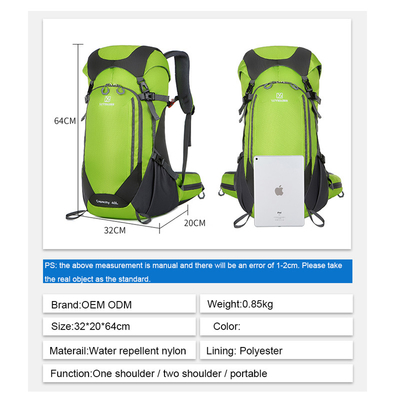 64cm Lichtgewicht de Reisrugzak 40L van de Groene Waterdichte Vrouwen van de Wandelingsrugzak