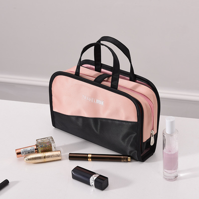 Zwarte Roze Waterdichte Kosmetische Zak Vouwbare Duidelijke Plastic Toiletry Zakmake-up