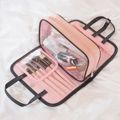 Zwarte Roze Waterdichte Kosmetische Zak Vouwbare Duidelijke Plastic Toiletry Zakmake-up