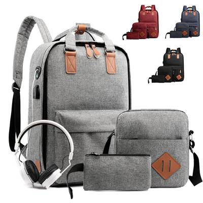 Grey Business Backpack Sets 43cm Usb die 3 in 1 Rugzak ISO aanrekenen