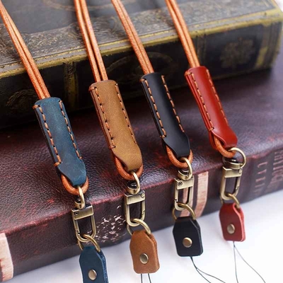 OEM Universele de Telefoonriem van Telefoonlanyard strap adjustable leather neck met Flardmetaal