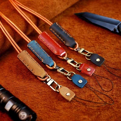 OEM Universele de Telefoonriem van Telefoonlanyard strap adjustable leather neck met Flardmetaal