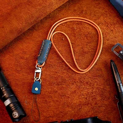 OEM Universele de Telefoonriem van Telefoonlanyard strap adjustable leather neck met Flardmetaal